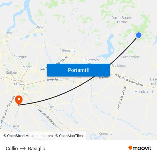 Collio to Basiglio map