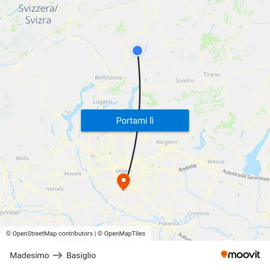 Madesimo to Basiglio map