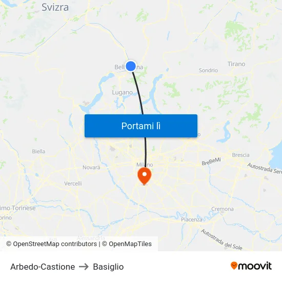Arbedo-Castione to Basiglio map