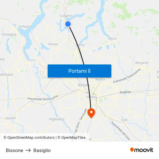 Bissone to Basiglio map