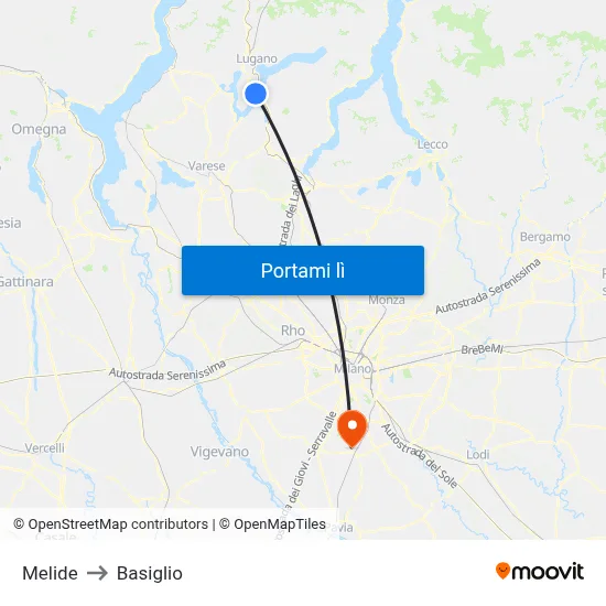 Melide to Basiglio map