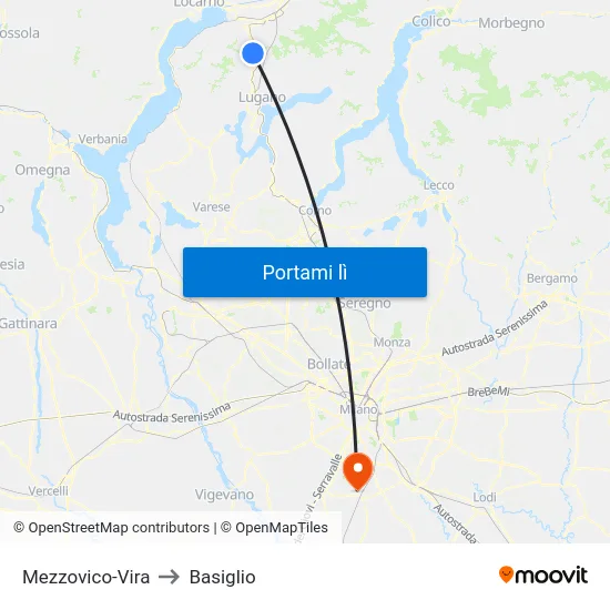 Mezzovico-Vira to Basiglio map