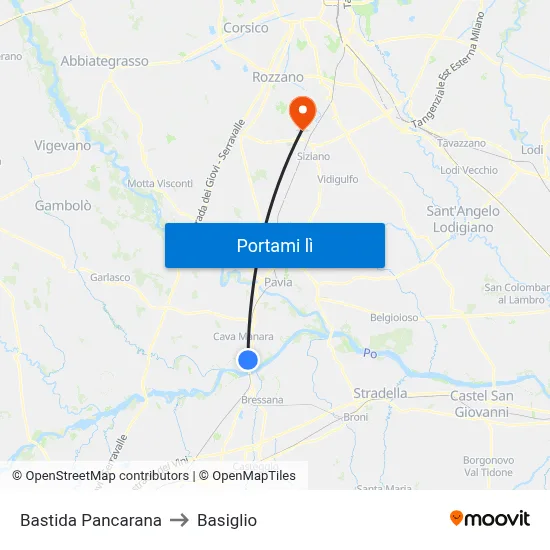 Bastida Pancarana to Basiglio map