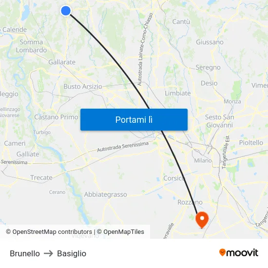 Brunello to Basiglio map