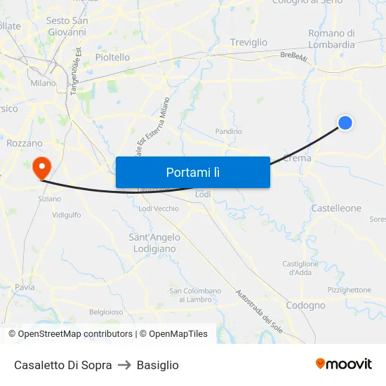 Casaletto Di Sopra to Basiglio map