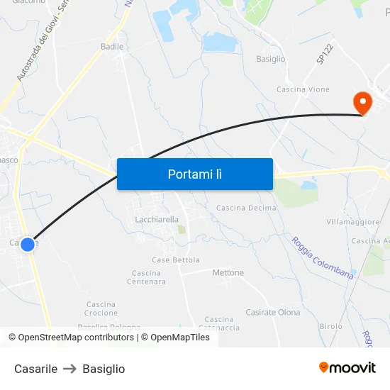 Casarile to Basiglio map