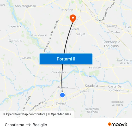 Casatisma to Basiglio map