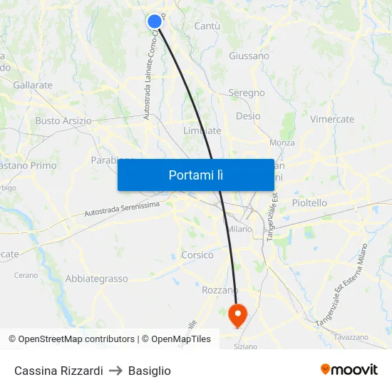 Cassina Rizzardi to Basiglio map