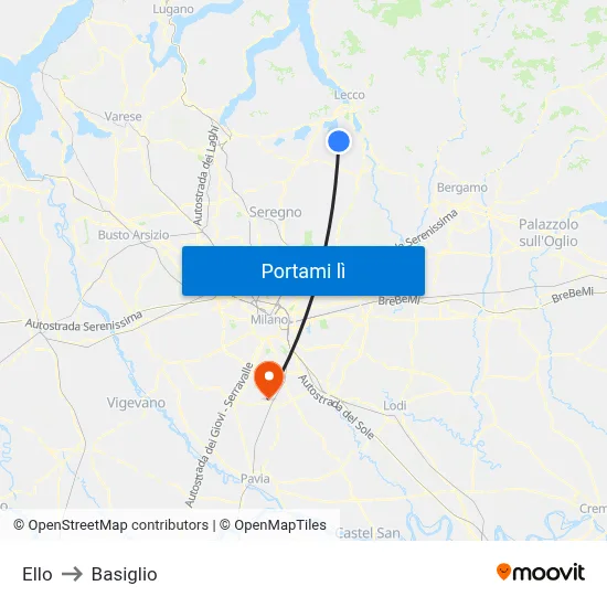 Ello to Basiglio map