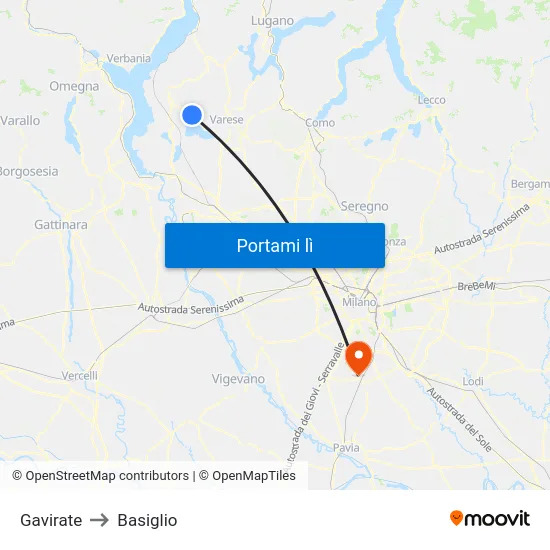 Gavirate to Basiglio map