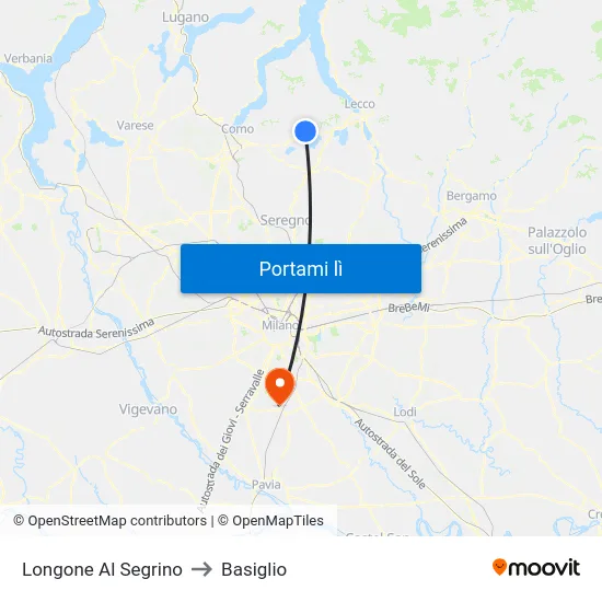 Longone Al Segrino to Basiglio map