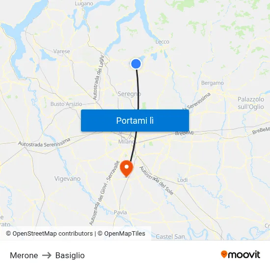 Merone to Basiglio map
