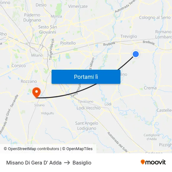 Misano Di Gera D' Adda to Basiglio map