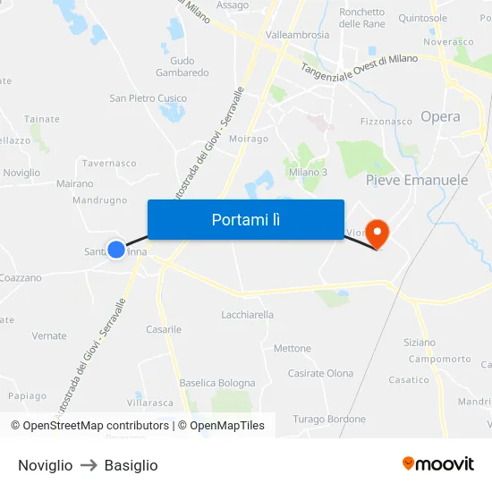 Noviglio to Basiglio map