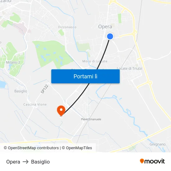 Opera to Basiglio map