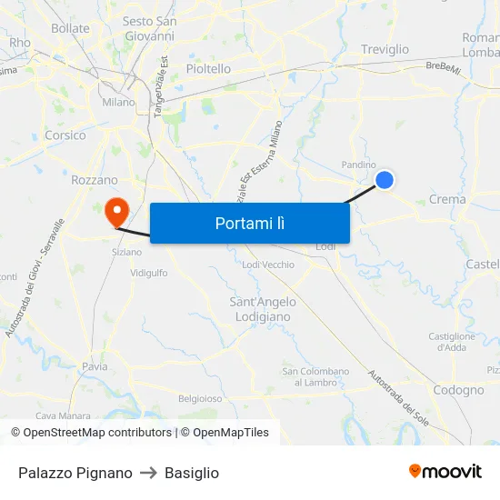 Palazzo Pignano to Basiglio map