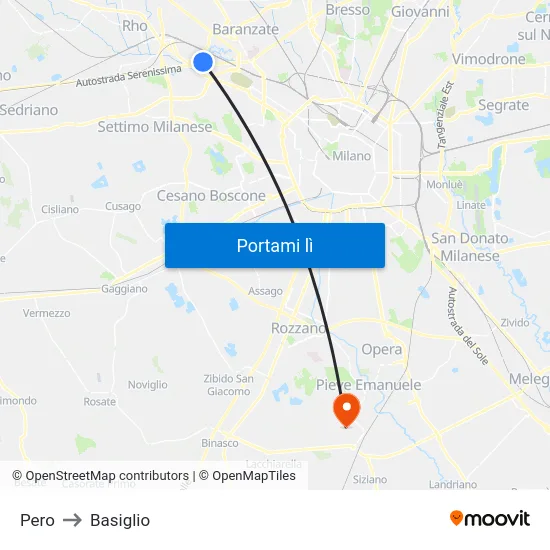 Pero to Basiglio map