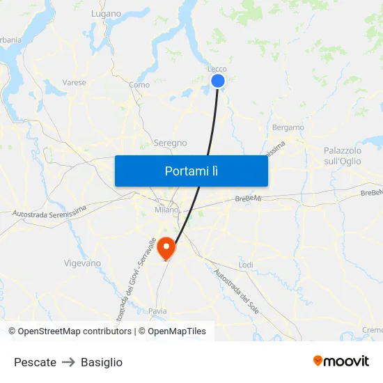 Pescate to Basiglio map
