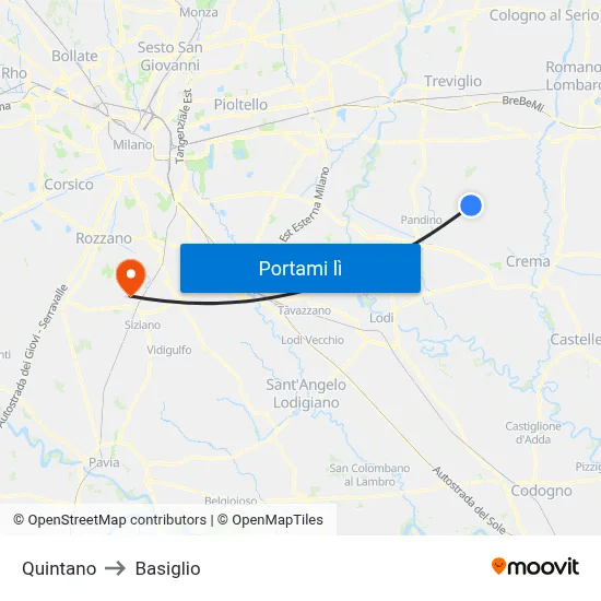 Quintano to Basiglio map