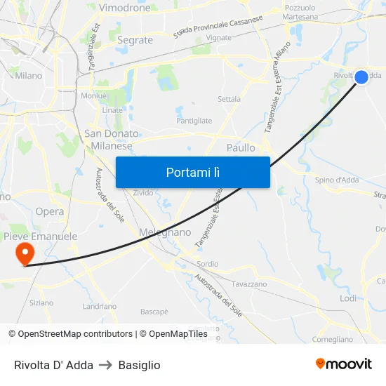 Rivolta D' Adda to Basiglio map