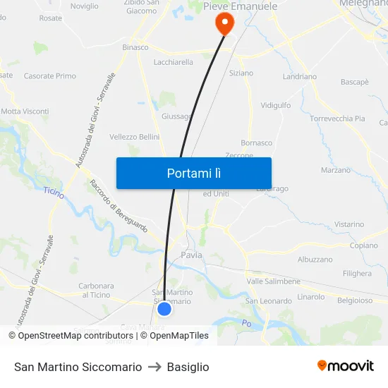 San Martino Siccomario to Basiglio map