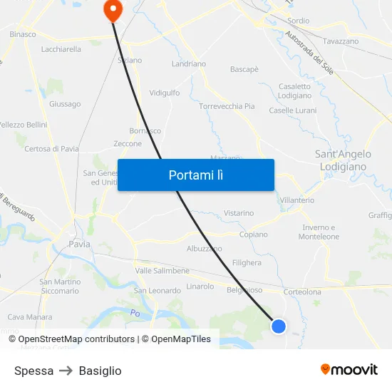 Spessa to Basiglio map