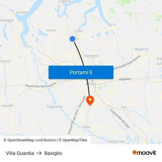 Villa Guardia to Basiglio map