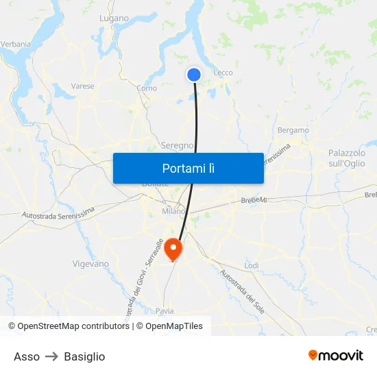 Asso to Basiglio map