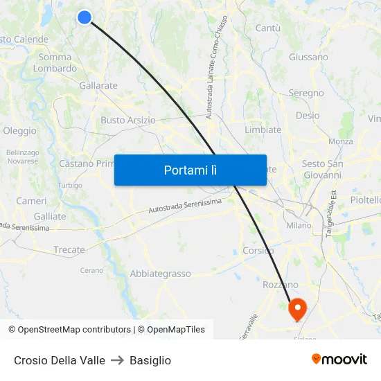 Crosio Della Valle to Basiglio map