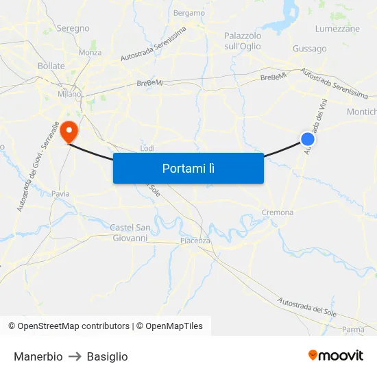 Manerbio to Basiglio map
