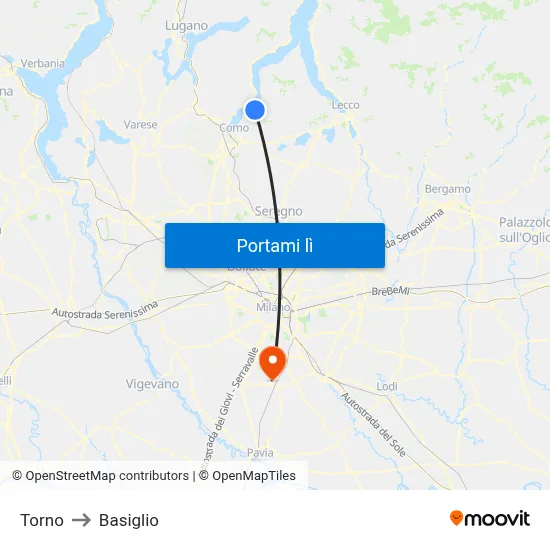 Torno to Basiglio map