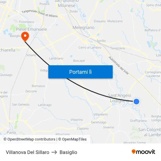 Villanova Del Sillaro to Basiglio map