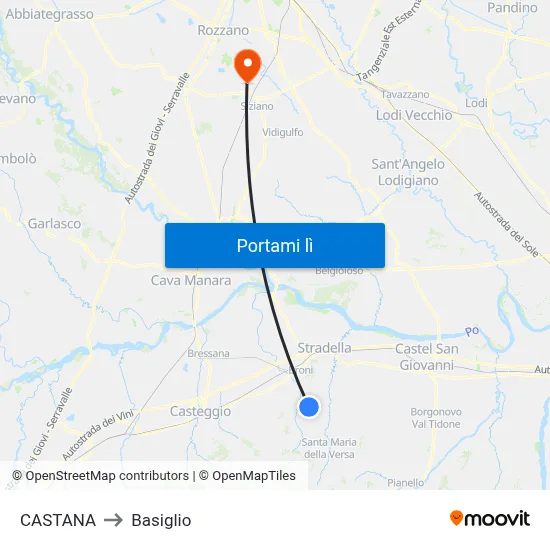CASTANA to Basiglio map