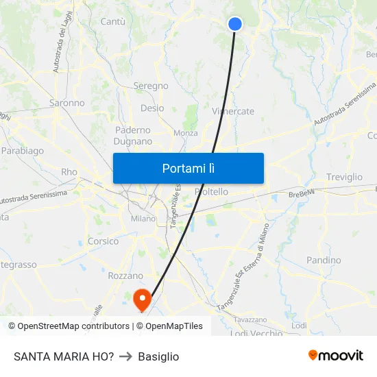 SANTA MARIA HO? to Basiglio map
