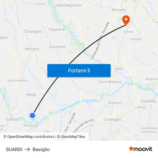 SUARDI to Basiglio map