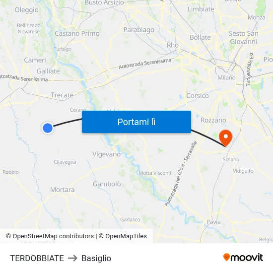 TERDOBBIATE to Basiglio map
