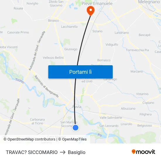 TRAVAC? SICCOMARIO to Basiglio map