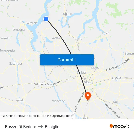 Brezzo Di Bedero to Basiglio map