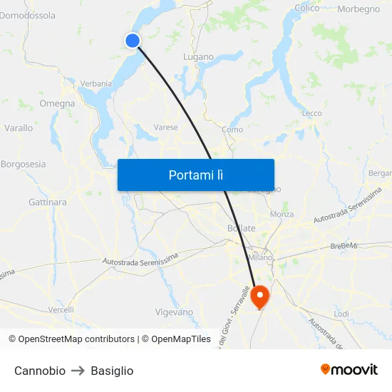 Cannobio to Basiglio map