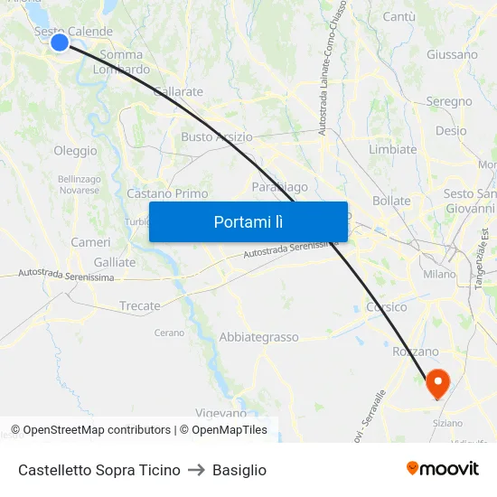 Castelletto Sopra Ticino to Basiglio map
