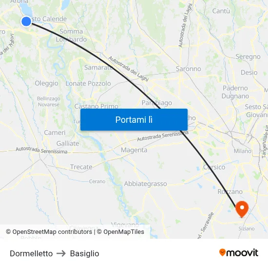 Dormelletto to Basiglio map
