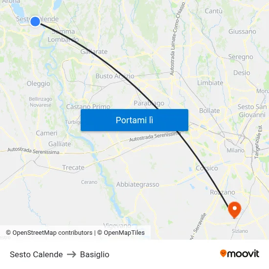 Sesto Calende to Basiglio map