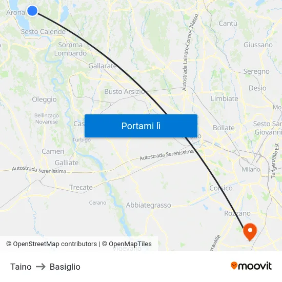 Taino to Basiglio map