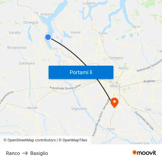 Ranco to Basiglio map