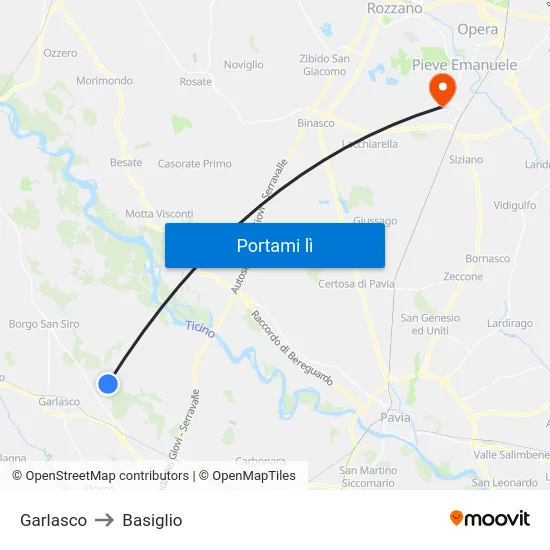 Garlasco to Basiglio map