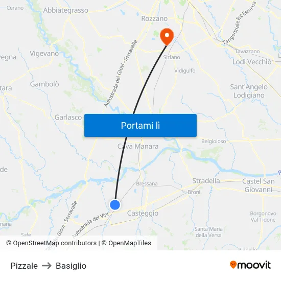 Pizzale to Basiglio map