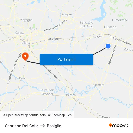 Capriano Del Colle to Basiglio map