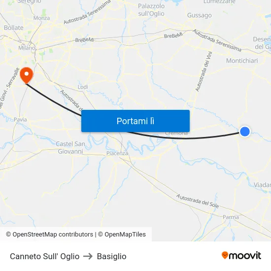 Canneto Sull' Oglio to Basiglio map