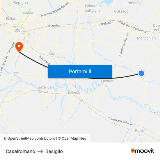 Casalromano to Basiglio map