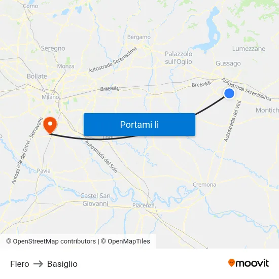 Flero to Basiglio map